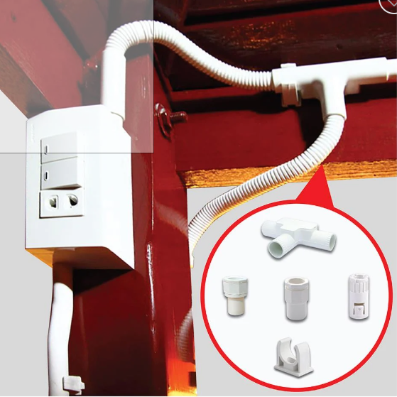 ท่ออ่อนลูกฟูก (สีขาว)/Flexible Conduit (White)Haco