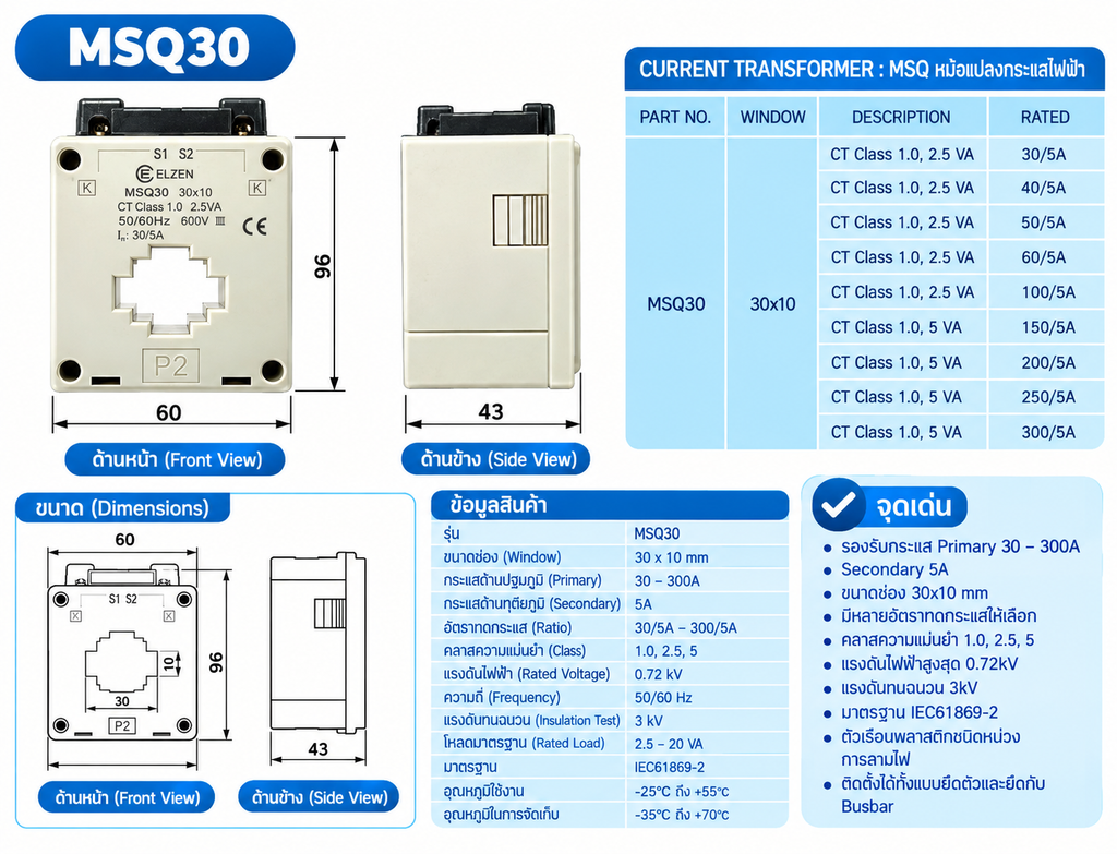 MSQ30 Current Transformer (CT) ELZEN