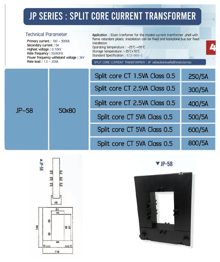 JP58 SPLIT CORE CURRENT ELZEN