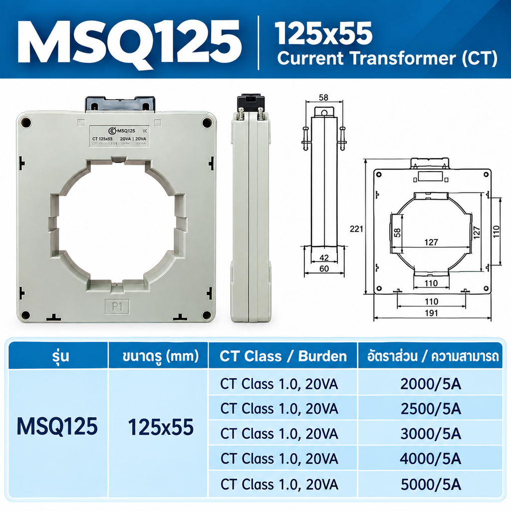 MSQ125 Current Transformer (CT) ELZEN