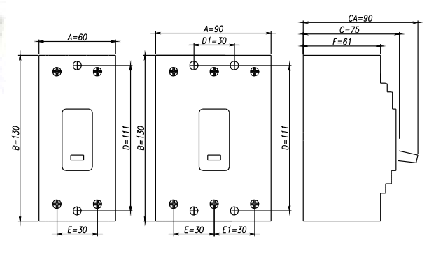 แบบขนาด DAKO NF125-CW มิติ A B C CA จากแคตตาล็อก