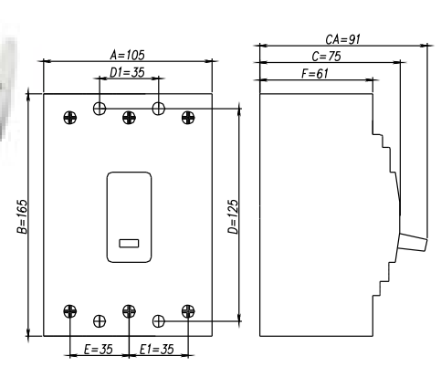แบบขนาด DAKO NF250-SW มิติ A B C CA จากแคตตาล็อก