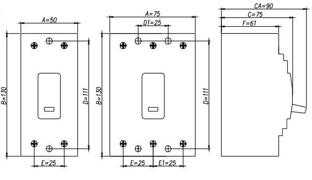 แบบขนาด DAKO NF63-HW มิติ A B C CA จากแคตตาล็อก